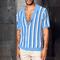 RICCARDO KNIT TOP - BLUE/SAND STRIPE