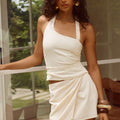 RIHANNA SPLIT MINI SKIRT - CREAM