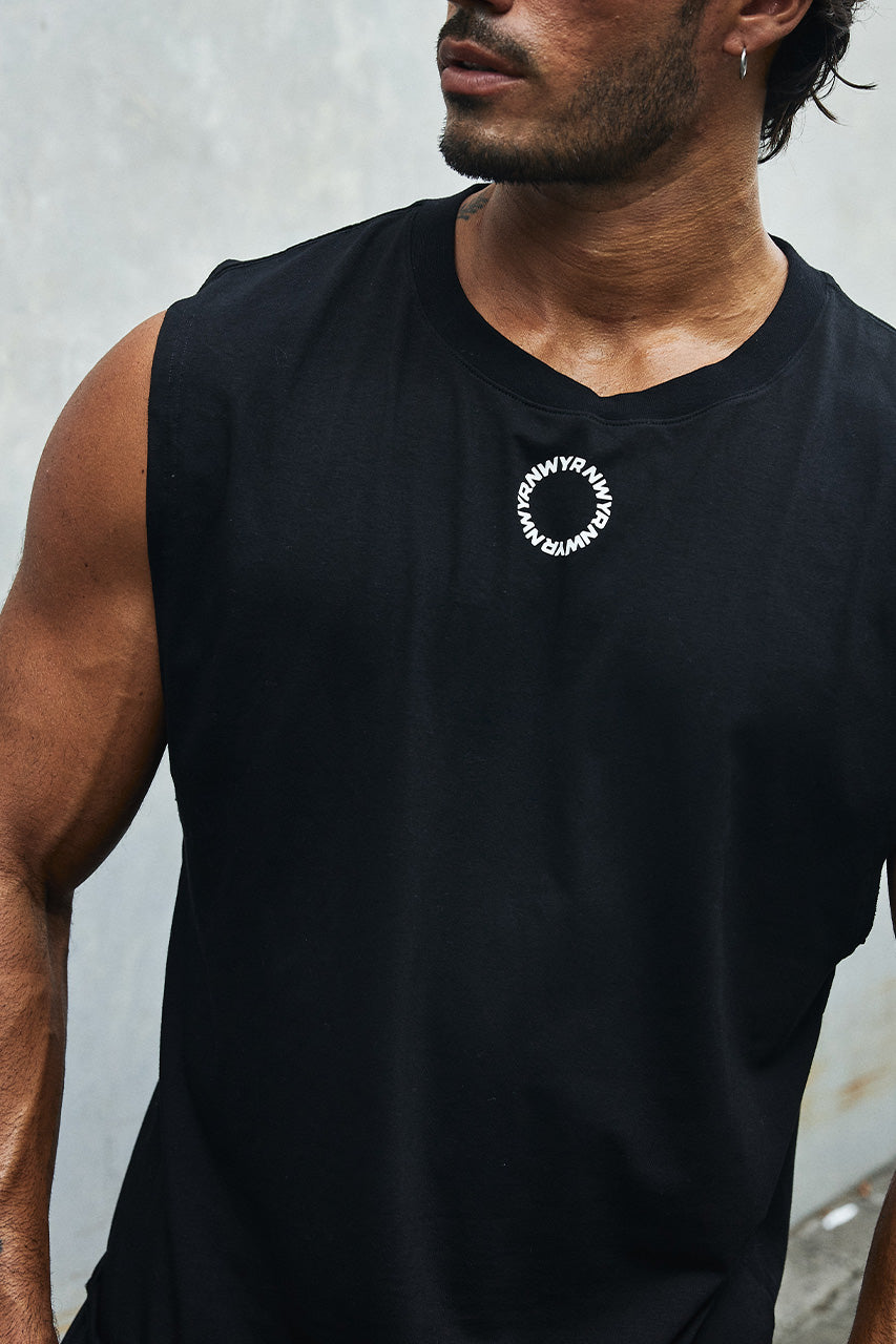 RNWY CREST FITTED TANK TOP - BLACK - RNWYCRESTFITTEDTANKTOP-BLACK