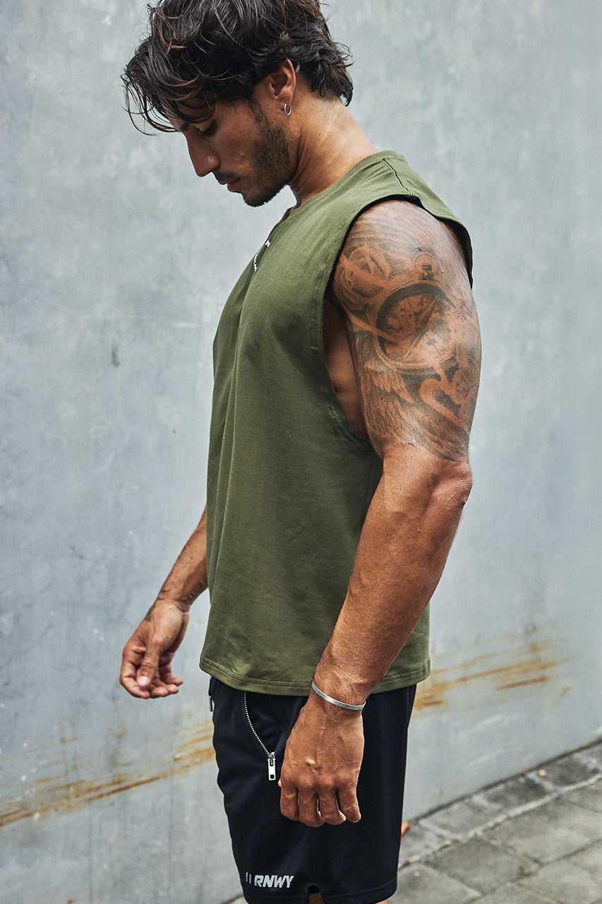 RNWY CREST FITTED TANK TOP - KHAKI - RNWYCRESTFITTEDTANKTOP-KHAKI-05