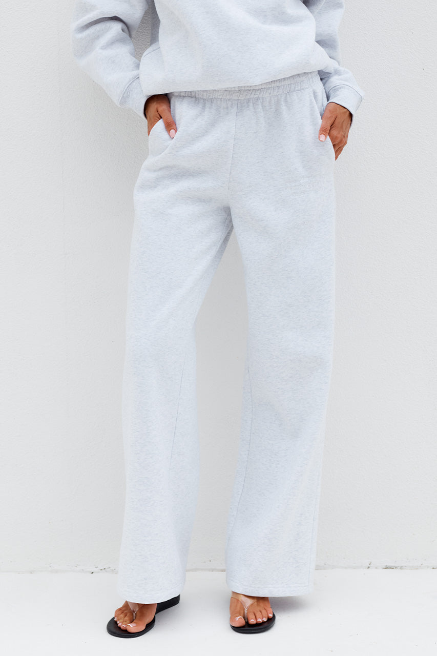 RNWY WIDE LEG TRACK PANT - GREY MARLE - RNWYWIDELEGTRACKPANT-GREYMARLE-1