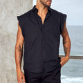 ROMAN SLEEVELESS SHIRT - BLACK