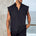 ROMAN SLEEVELESS SHIRT - BLACK