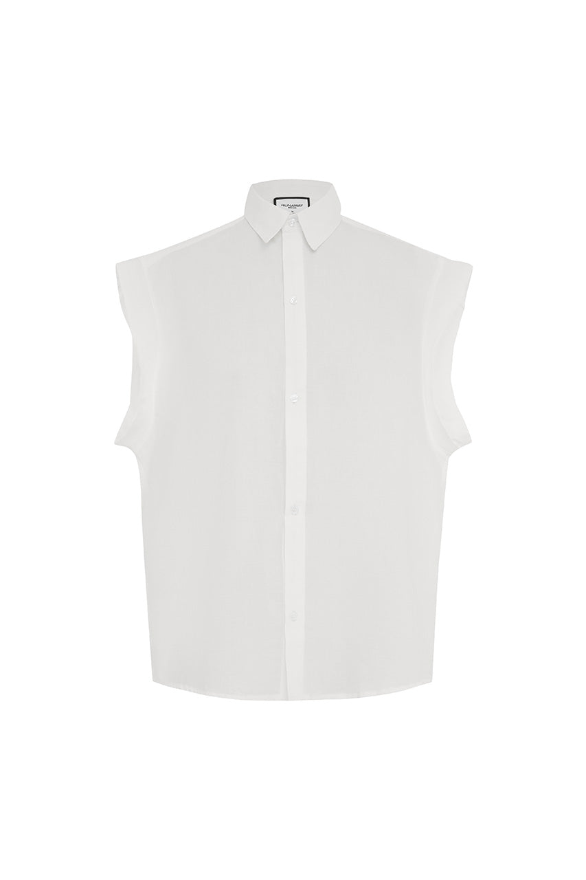 ROMAN SLEEVELESS SHIRT - WHITE - ROMANSLEEVELESSSHIRT-WHITE