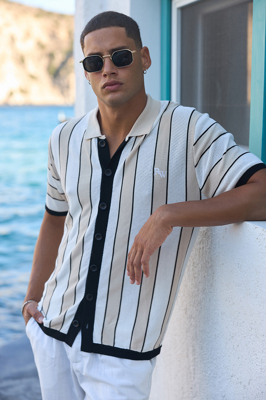 RONALDO COLLARED KNIT TOP - SAND STRIPE - RONALDOCOLLAREDKNITTOP-SANDSTRIPE-1