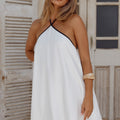 ROSELANI HALTER FLOWY MINI DRESS - BLACK/WHITE
