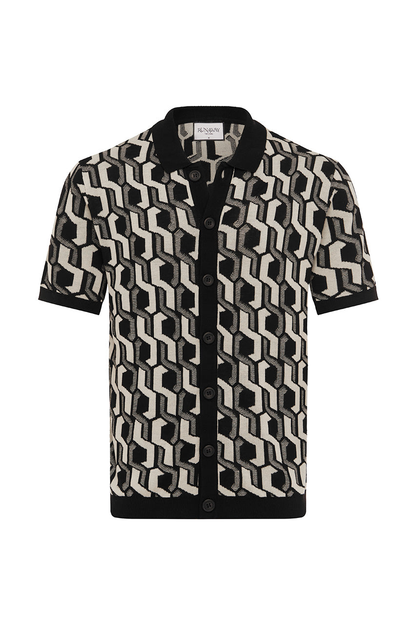 RUBEN COLLARED KNIT TOP - BLACK/SAND - RUBEN_COLLARED_KNIT_TOP_-_BLACK_SAN
