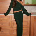 RUBY LOW WAISTED RUCHED MAXI SKIRT - KHAKI