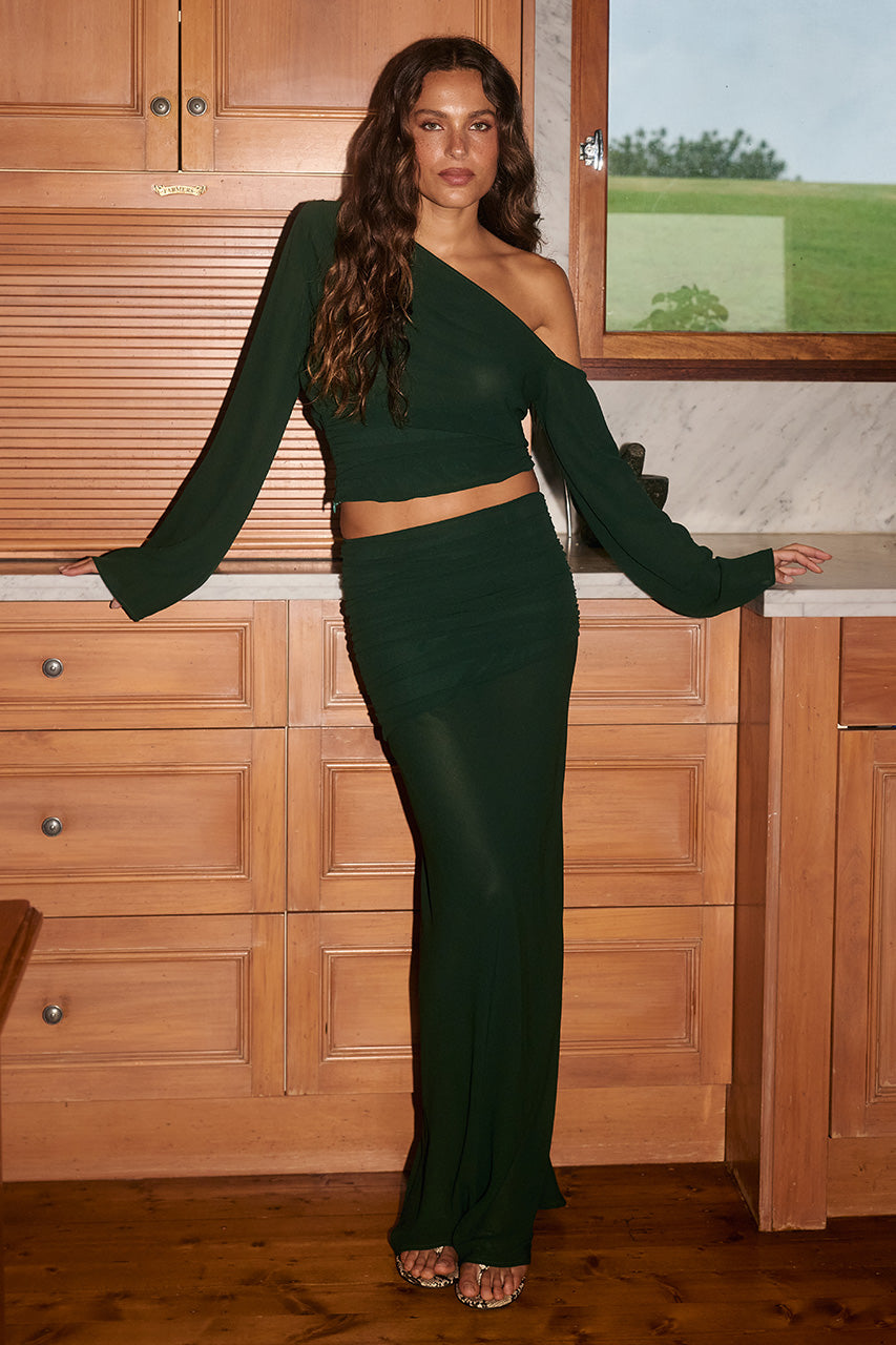 RUBY LOW WAISTED RUCHED MAXI SKIRT - KHAKI XXL - RUBYONESHOULDERRUCHEDTOPxRUBYLOWWAISTEDRUCHEDMAXISKIRT-KHAKI_-09