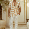 MASON SHIRT - SAND/WHITE