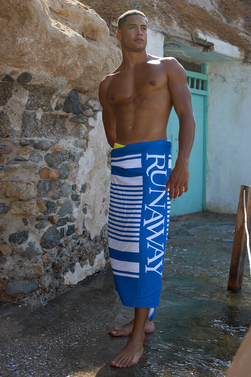 RUNAWAY BEACH TOWEL - BLUE STRIPE