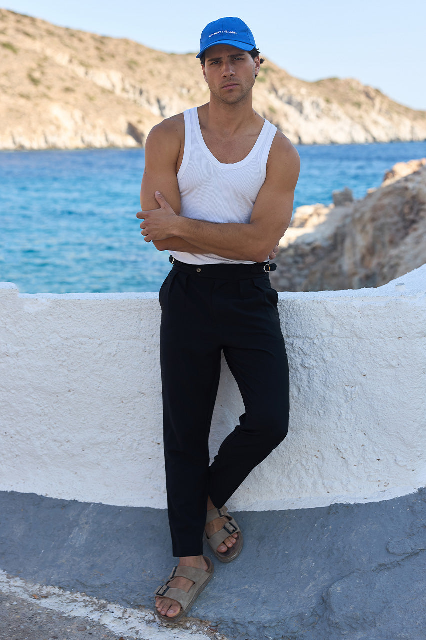 RUNAWAY PLAIN CAP - ROYAL BLUE - RunawayPlainCap-RoyalBluexZoroSinglet-WhitexMartinPant-Black