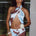SACHI CROSS FRONT HALTER  TOP - RINA BLUE