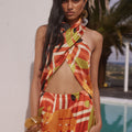 SACHI CROSS FRONT HALTER TOP - SACHI PRINT