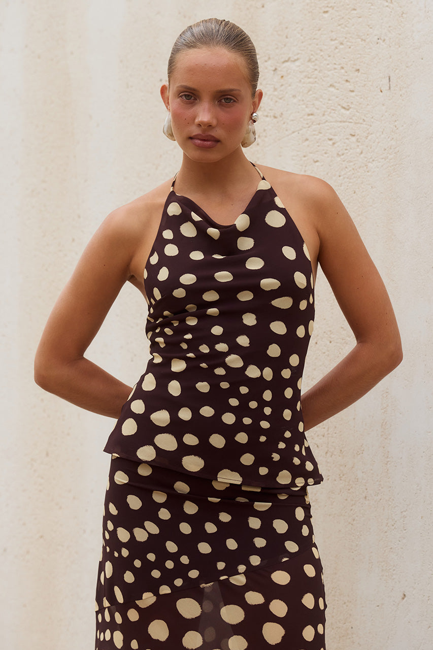 SALMA PEPLUM HALTER TOP - SALMA SPOTS