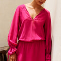 SAMANTHA RUFFLE V-NECK MINI DRESS - PINK