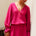 SAMANTHA RUFFLE V-NECK MINI DRESS - PINK