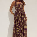 SAMMI HALTER MIDI DRESS - CHOC/LEMON POLKA