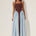 SAMMI HALTER MIDI DRESS - CHOCOLATE/SKY BLUE