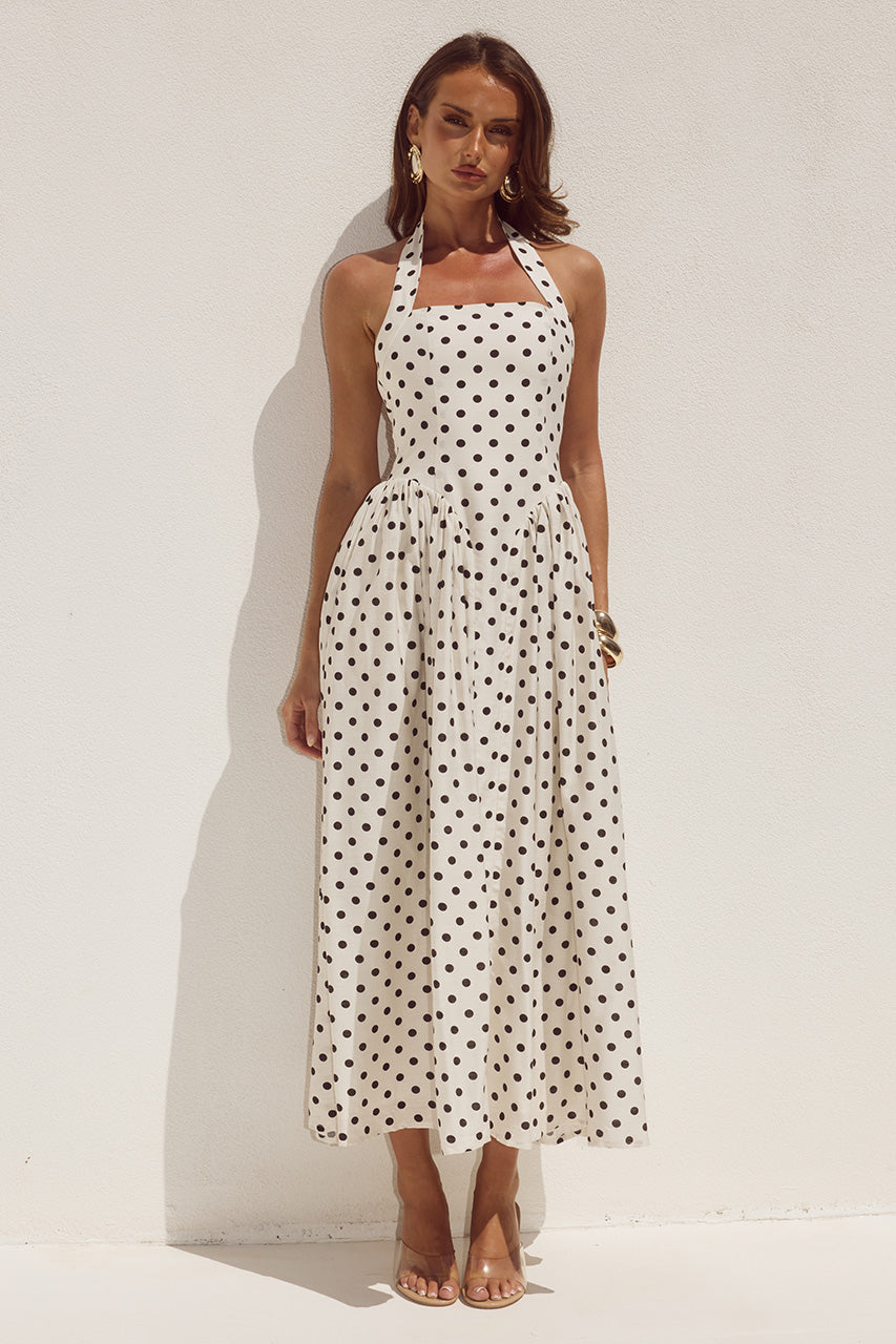 SAMMI HALTER MIDI DRESS - CREAM/BLACK POLKA XXL - SAMMIHALTERMIDIDRESS-CREAMBLACKPOLKA-5