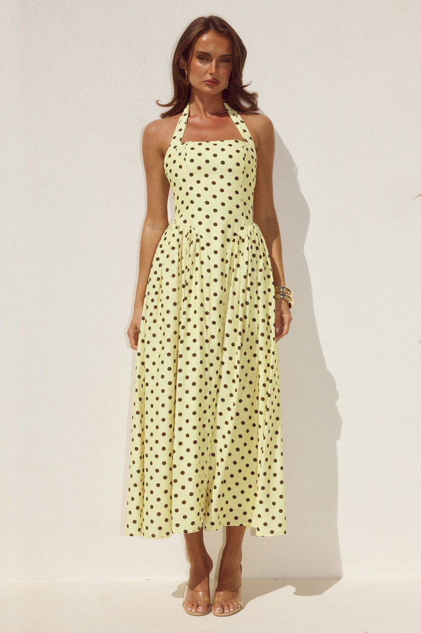 SAMMI HALTER MIDI DRESS - LEMON/CHOC POLKA XXL - SAMMIHALTERMIDIDRESS-LEMONCHOCPOLKA-5