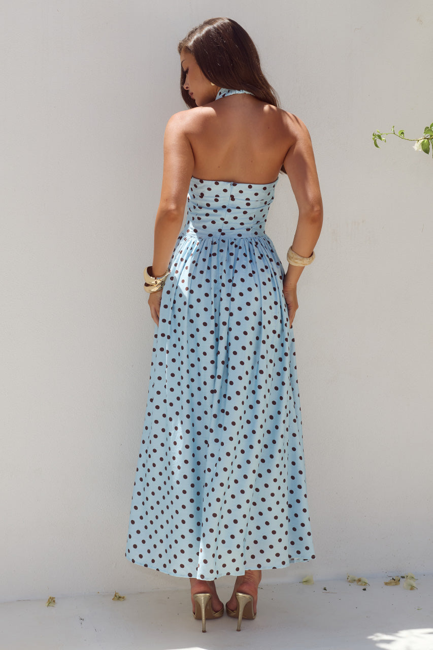SAMMI HALTER MIDI DRESS - SKY BLUE/CHOC POLKA - SAMMIHALTERMIDIDRESS-SKYBLUECHOCPOLKA-6