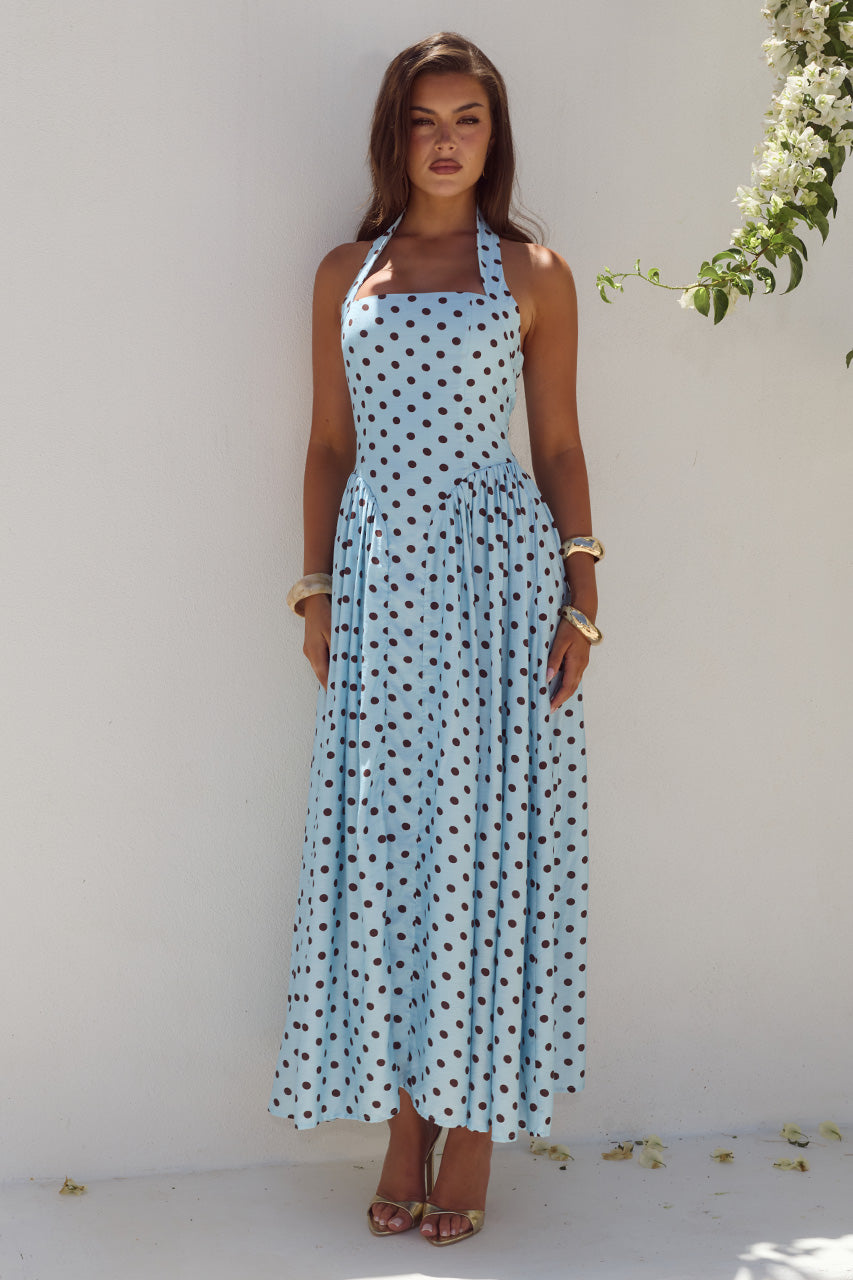 SAMMI HALTER MIDI DRESS - SKY BLUE/CHOC POLKA - SAMMIHALTERMIDIDRESS-SKYBLUECHOCPOLKA-7