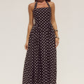 SAMMI HALTER MIDI DRESS - BLACK/WHITE POLKA