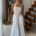 SAMMI MIDI DRESS - SAND/WHITE