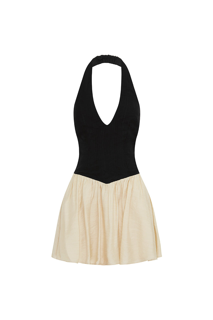 SAMMI MINI DRESS - BLACK/CREAM - SAMMIMINIDRESS