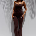 KIARA HIGH RISE FLARED LEGGINGS - CHOCOLATE