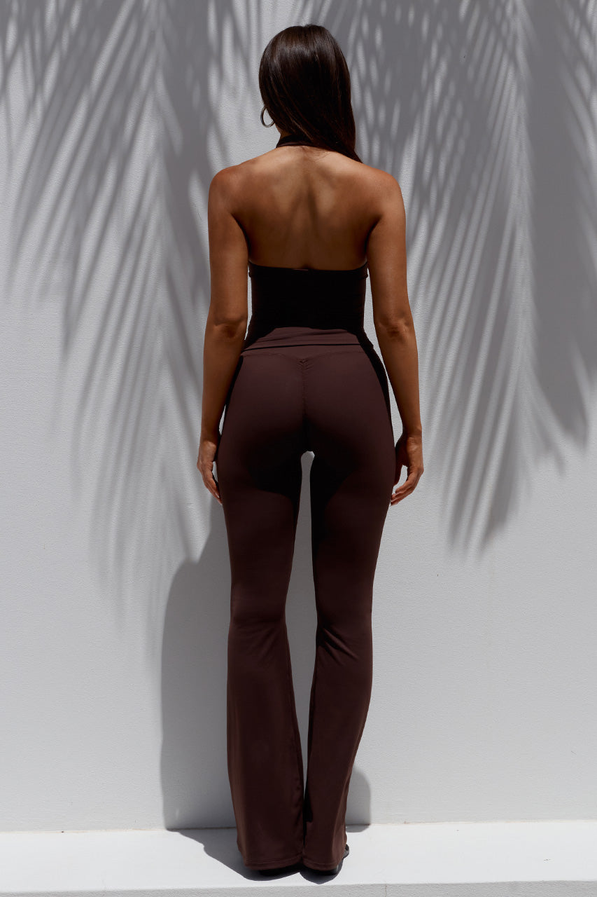 KIARA HIGH RISE FLARED LEGGINGS - CHOCOLATE - SAMMYBACKLESSHALTERTOPxKIARAHIGHRISEFLAREDLEGGINGS-CHOCOLATE-09