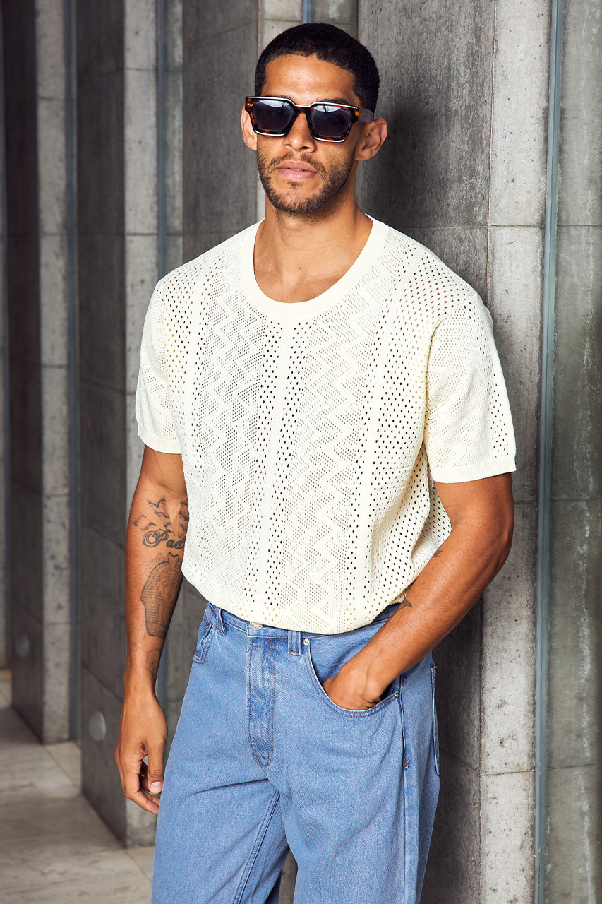 SANDER SHORT SLEEVE KNIT TOP - LEMON