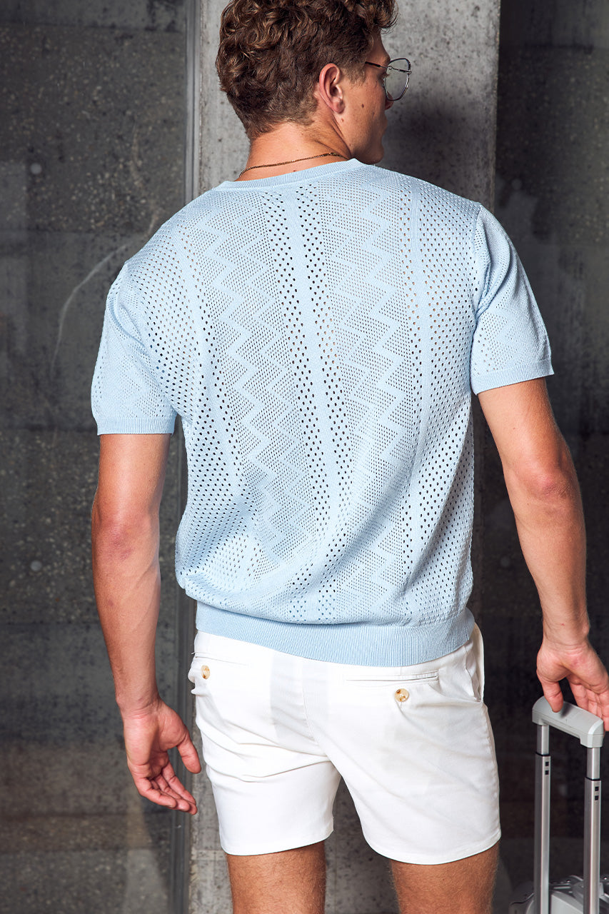 CARLOS TAILORED SHORTS - WHITE - SANDERSHORTSLEEVEKNITTOP-SKYBLUEXCARLOSTAILOREDSHORTS-WHITE-4