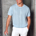 SANDER SHORT SLEEVE KNIT TOP - SKY BLUE