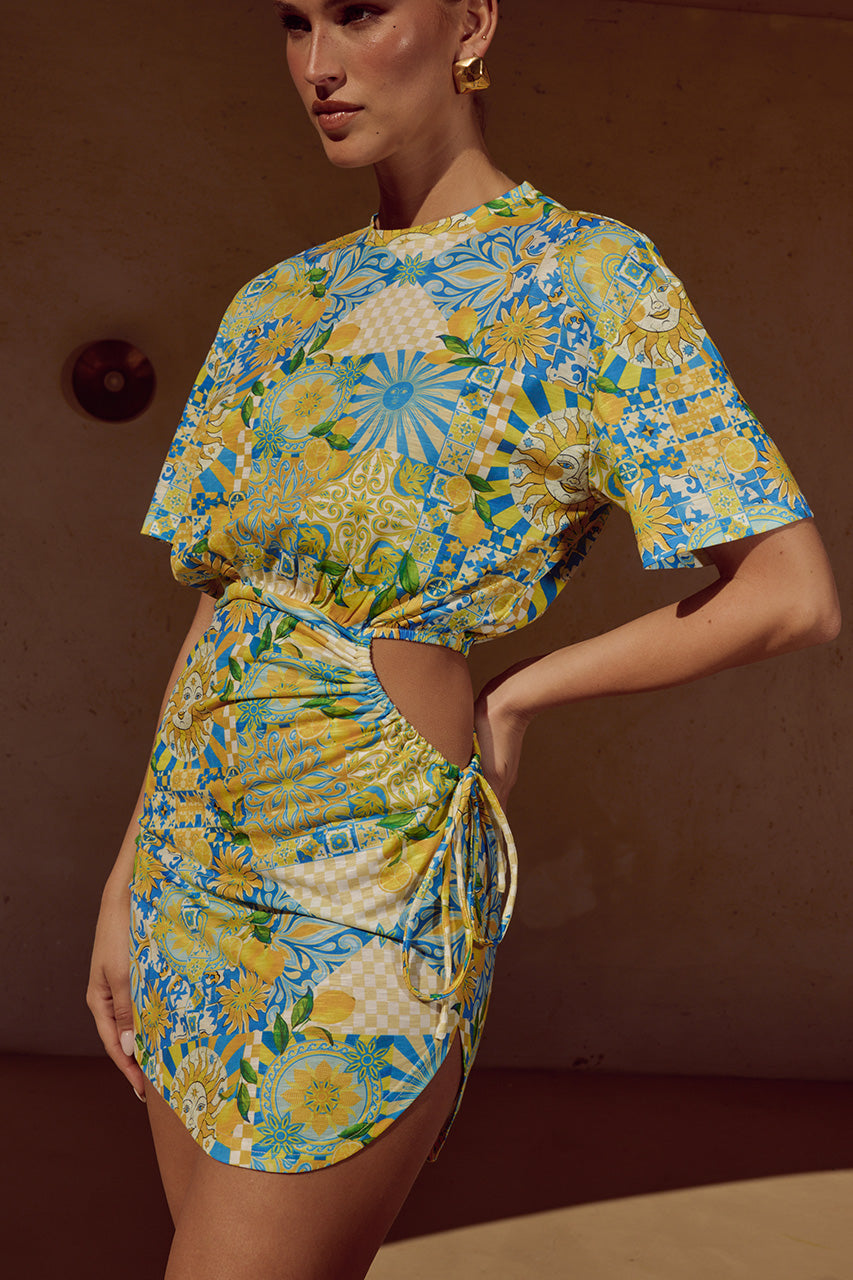 SARICO MINI DRESS - ANACAPRI LEMON - SARICOMINIDRESSANACAPRILEMON