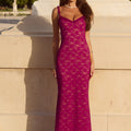 SARTA LACE MAXI DRESS - BERRY