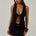 SAVANA V-NECK FRONT SPLIT KNIT TOP - BLACK