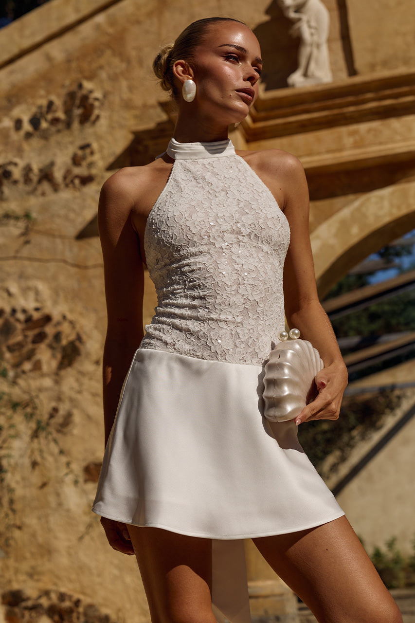 SENNA HALTER OPEN BACK MINI DRESS - WHITE XXL - SENNAHALTEROPENBACKMINIDRESS-WHITE-09