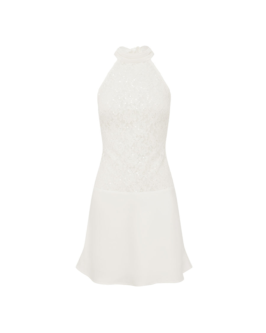 SENNA HALTER OPEN BACK MINI DRESS - WHITE - SENNAHALTEROPENBACKMINIDRESS-WHITE