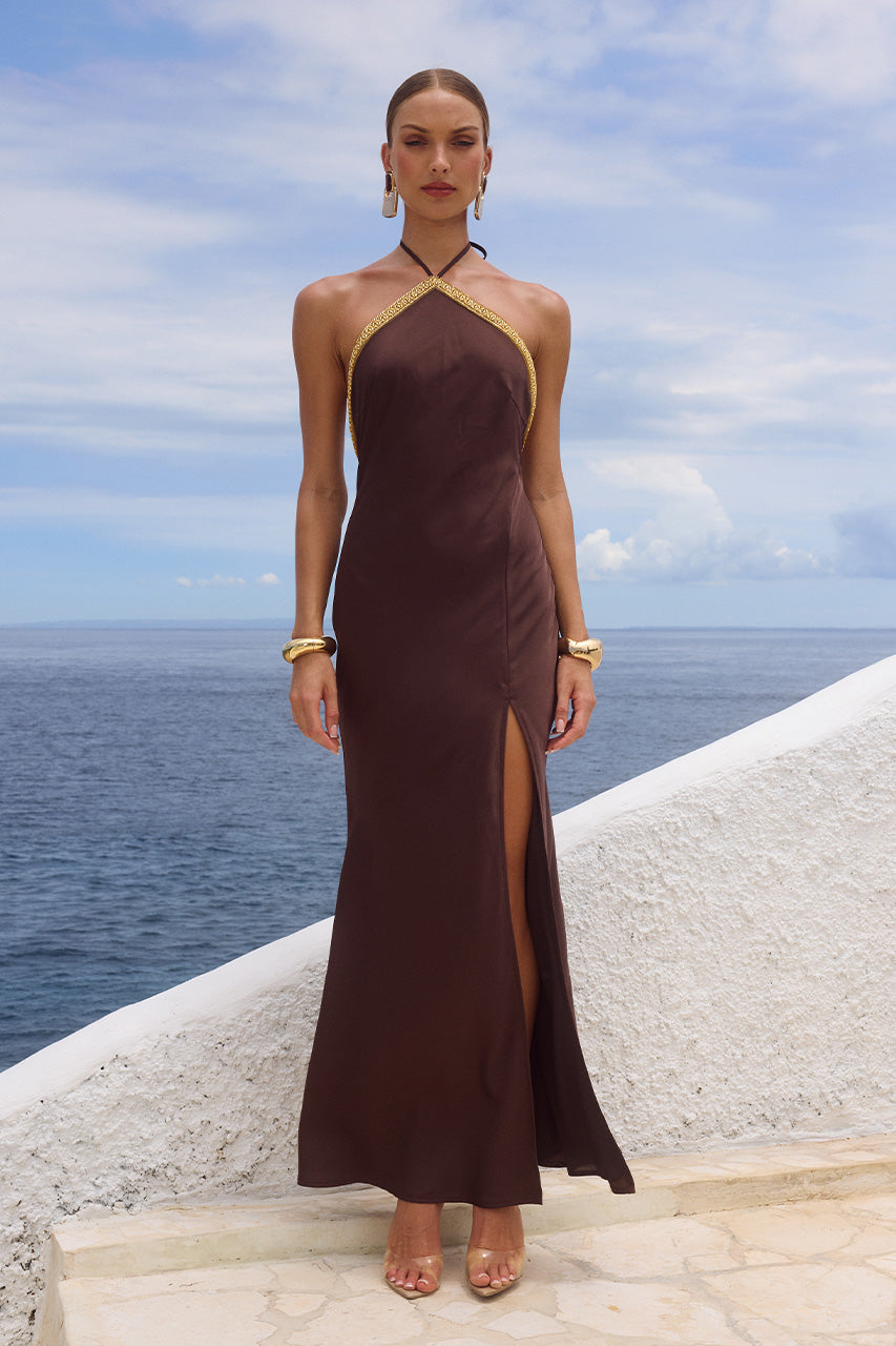 SHAE HALTER MAXI DRESS - BITTER CHOCOLATE XXL - SHAEHALTERMAXIDRESSBITTERCHOCOLATE_8