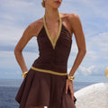 SHAE RUCHED MINI DRESS - BITTER CHOCOLATE