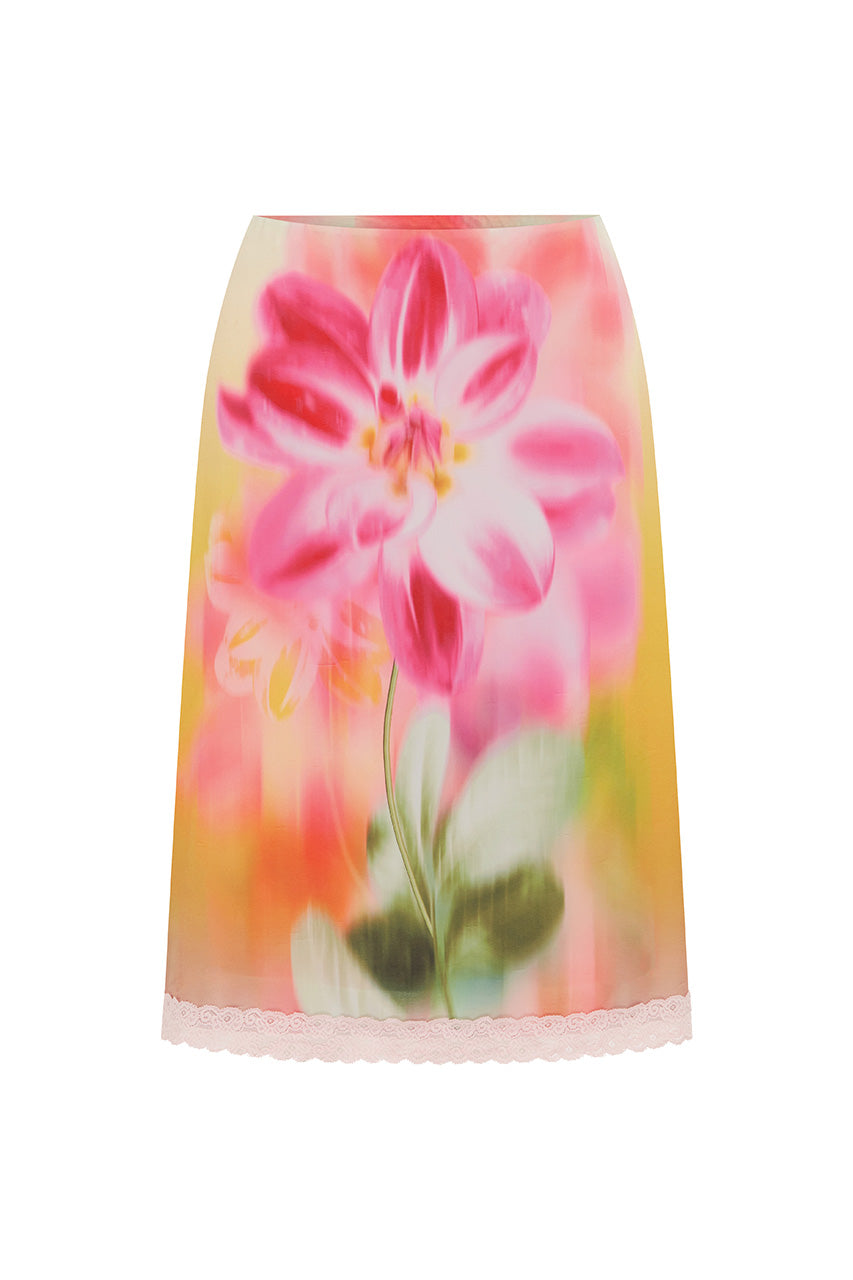 SHAYE LOW WAIST MIDI SKIRT - BANKSIA FLOWER - SHAYELOWWAISTMIDISKIRT-BANKSIAFLOWER