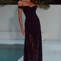 SHAYLA OFF SHOULDER MAXI DRESS - BLACK