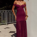 SHAYLA OFF SHOULDER MAXI DRESS - WINE