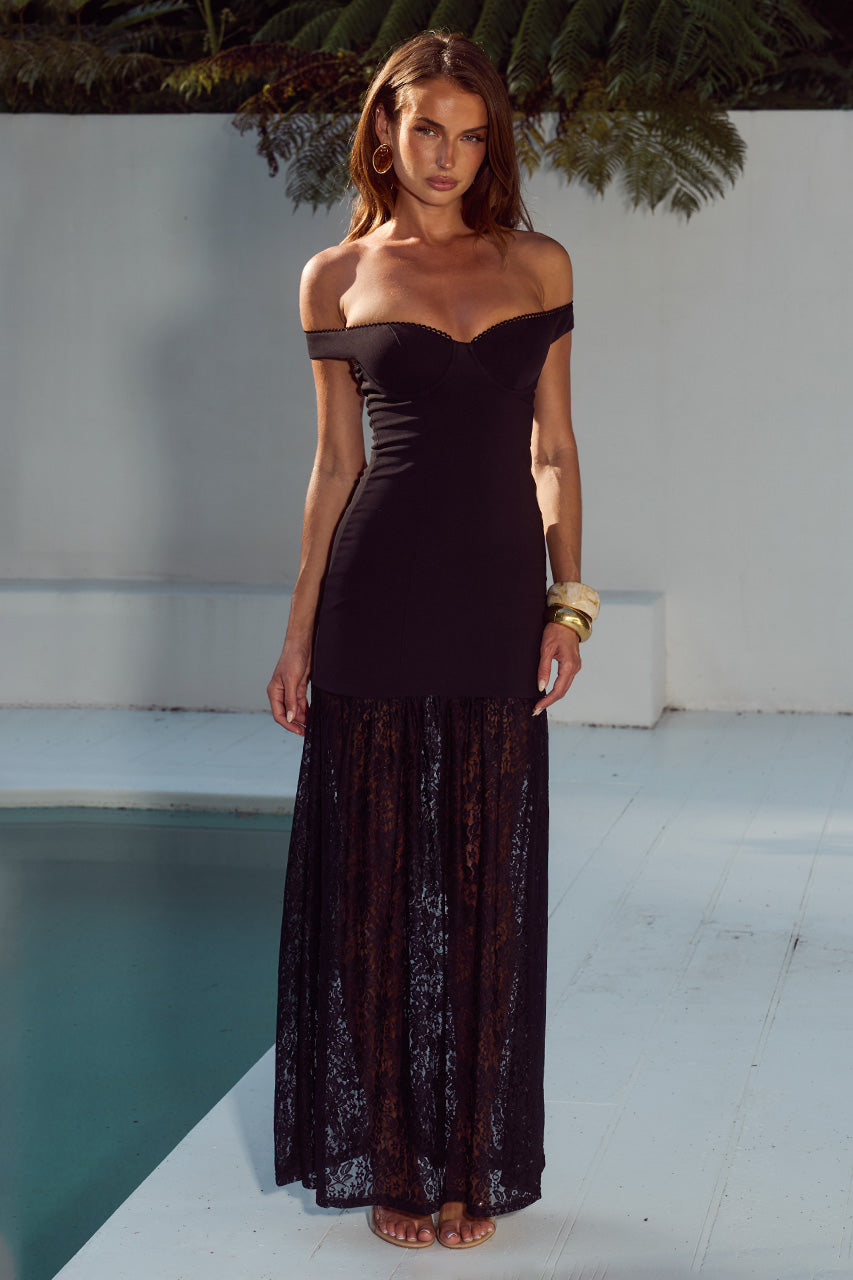 SHAYLA OFF SHOULDER MAXI DRESS - BLACK - SHAYLAOFFSHOULDERMAXIDRESS
