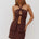 SHELLIE KEYHOLE HALTER TOP - CHOCOLATE