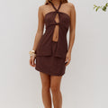 ETALLIA ELASTICATED MINI SKIRT - CHOCOLATE