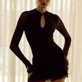 SIA KEYHOLE FITTED MINI DRESS - BLACK