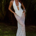 JENNA LOW WAIST LACE MAXI SKIRT - WHITE